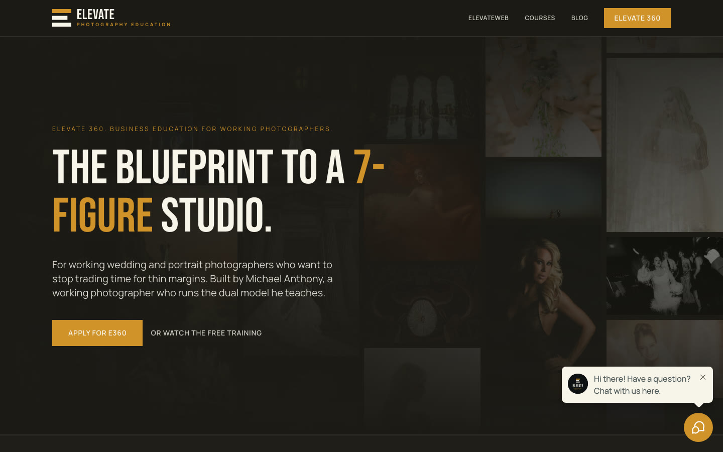 Screenshot of the Elevate Photography Education website